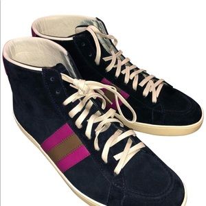 Gucci Blue Suede Leather High Top Sneakers